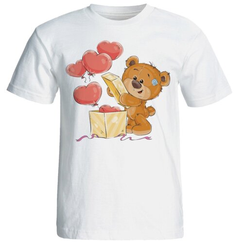 تی شرت آستین کوتاه زنانه شین دیزاین طرح خرس عاشق کد 4433